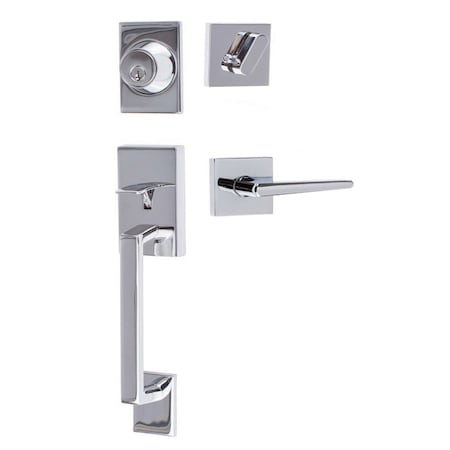 Sure-Loc Hardware Sure-Loc Hardware Koln Handleset with Square Thumb Turn, Basel Square Handleset Trim, Polished Chrome KN507-S-BS-SQ 26